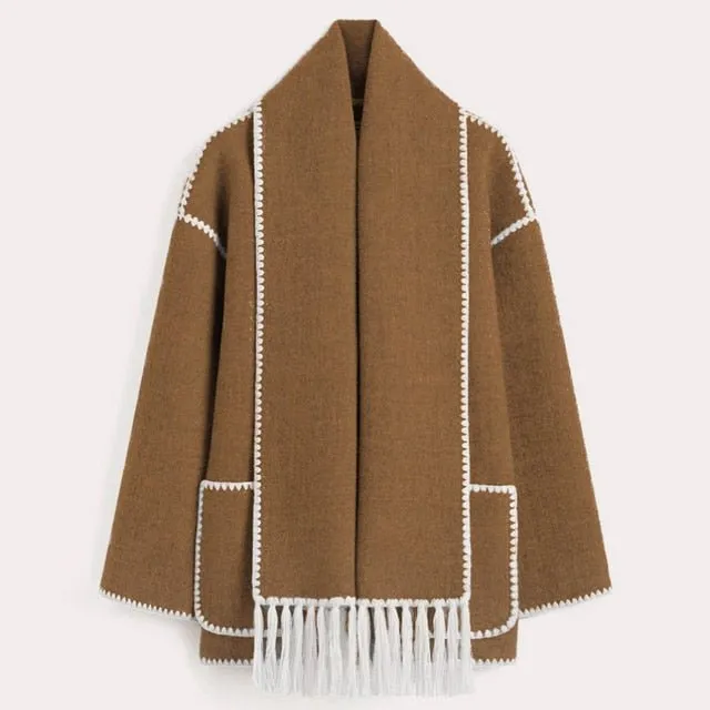 Pre Order:  Tassel Scarf Collar Jacket