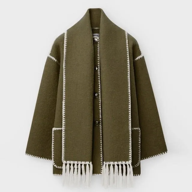 Pre Order:  Tassel Scarf Collar Jacket