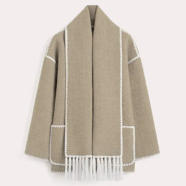 Pre Order:  Tassel Scarf Collar Jacket