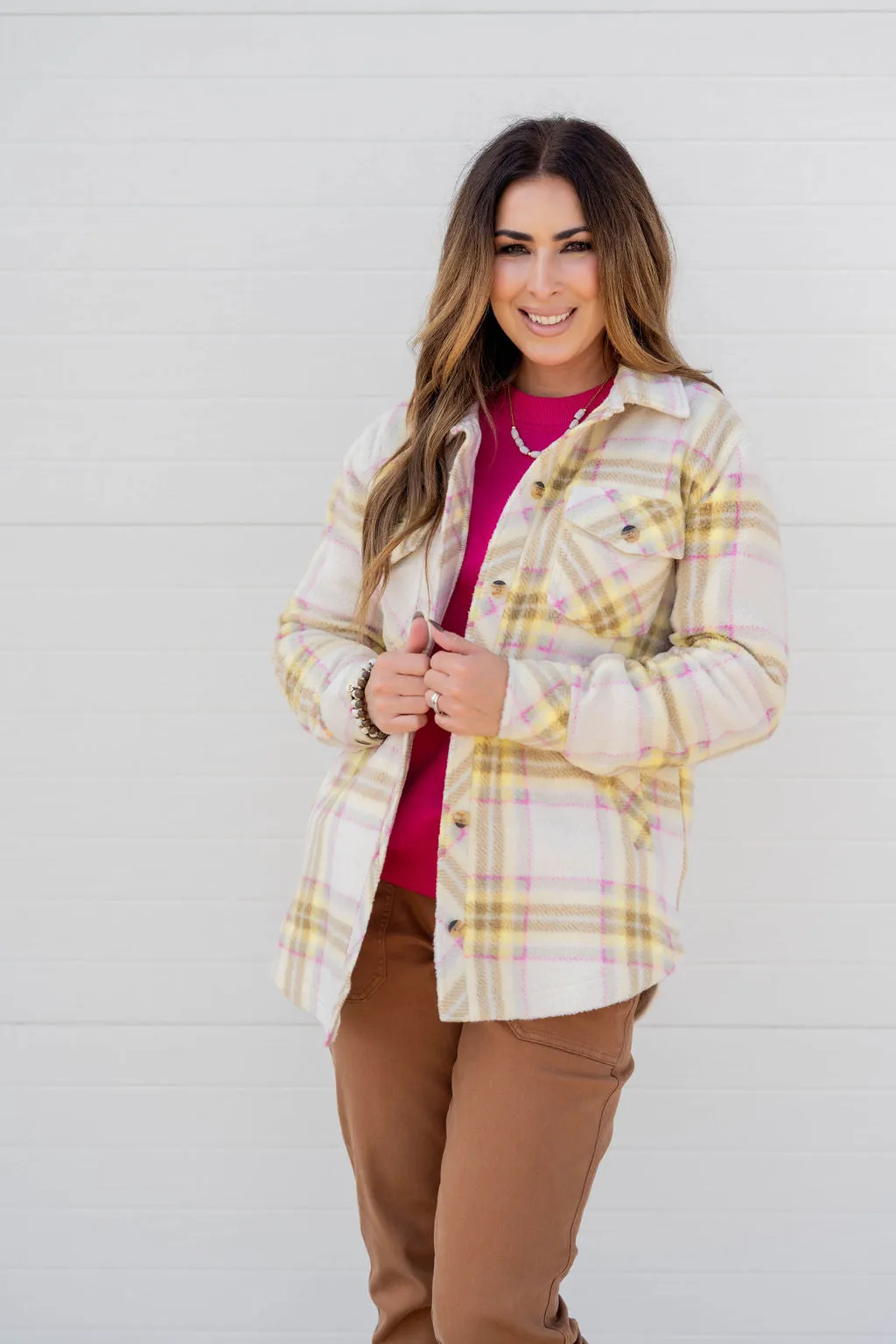 Pretty In Plaid Plush Shacket