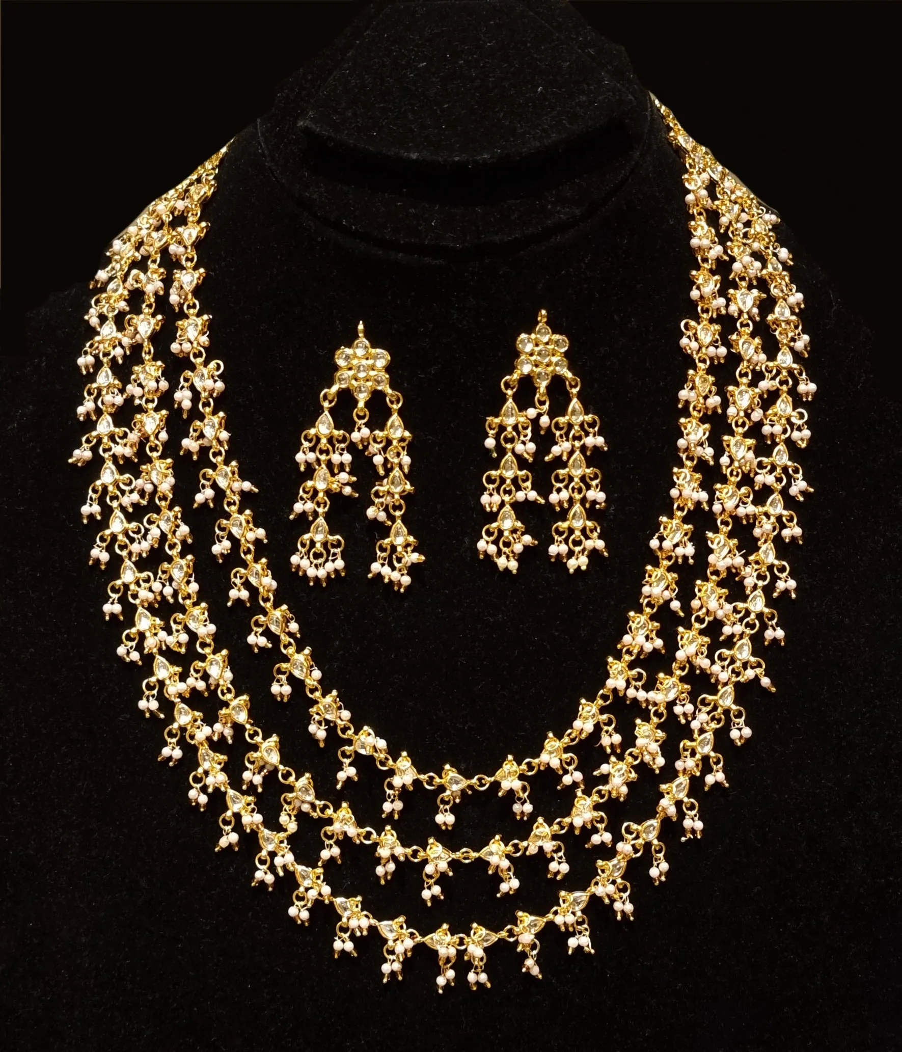 Priyaasi Kundan Beads Gold Plated Layered Traditional Jewellery Set