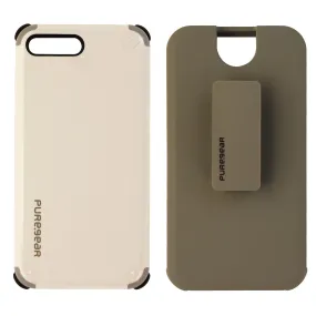 PureGear DualTek Case w/Holster Kickstand for iPhone 8 Plus 7 Plus White/Gray