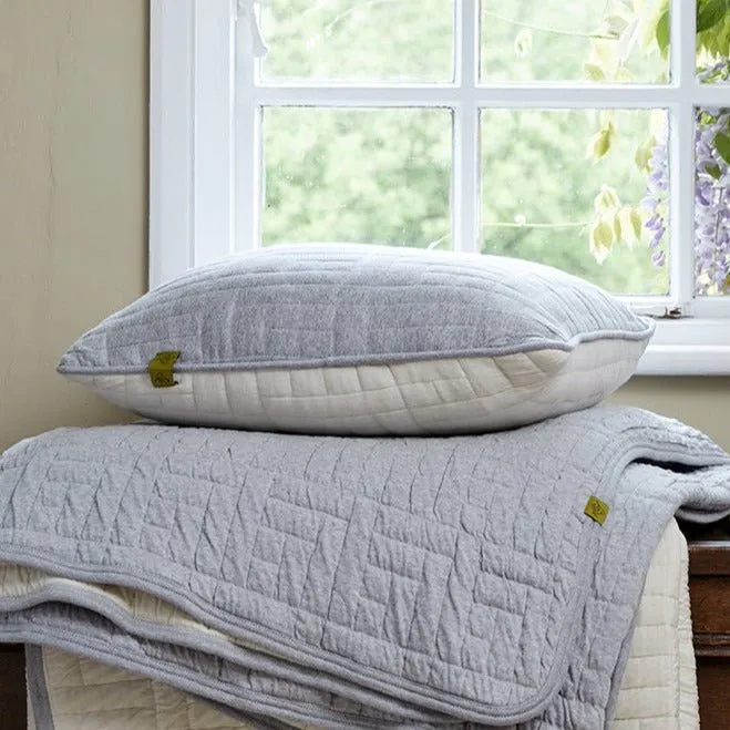 Quilted Cotton Cushion Cover - Cream / Grey