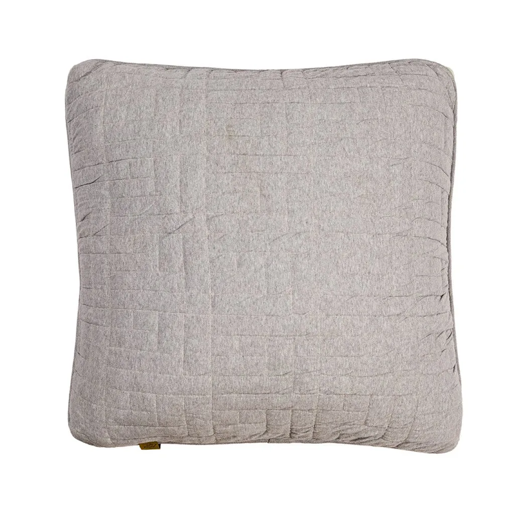 Quilted Cotton Cushion Cover - Cream / Grey