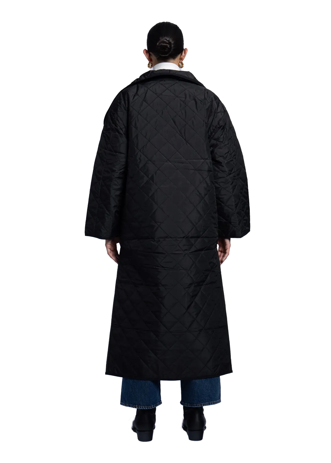 Quilted Long Coat Black