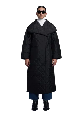 Quilted Long Coat Black