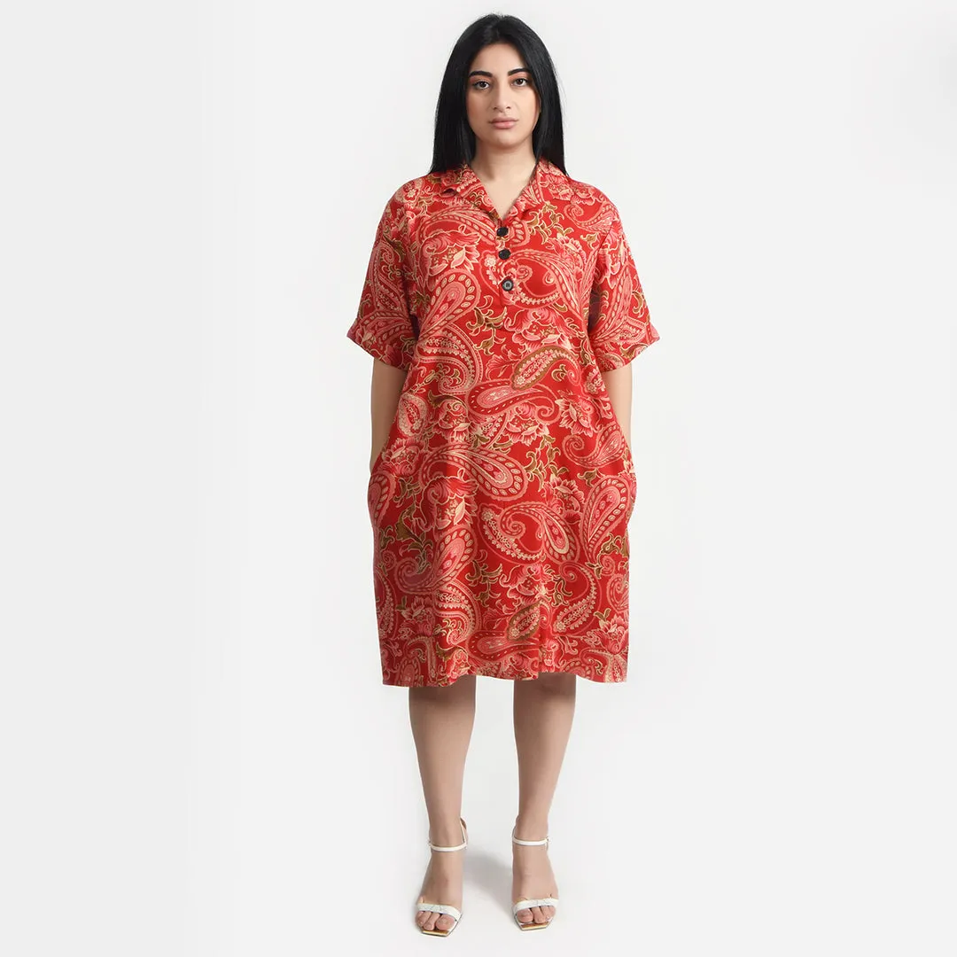 Red Viscose Shirt Dress Size 12-30 SO2