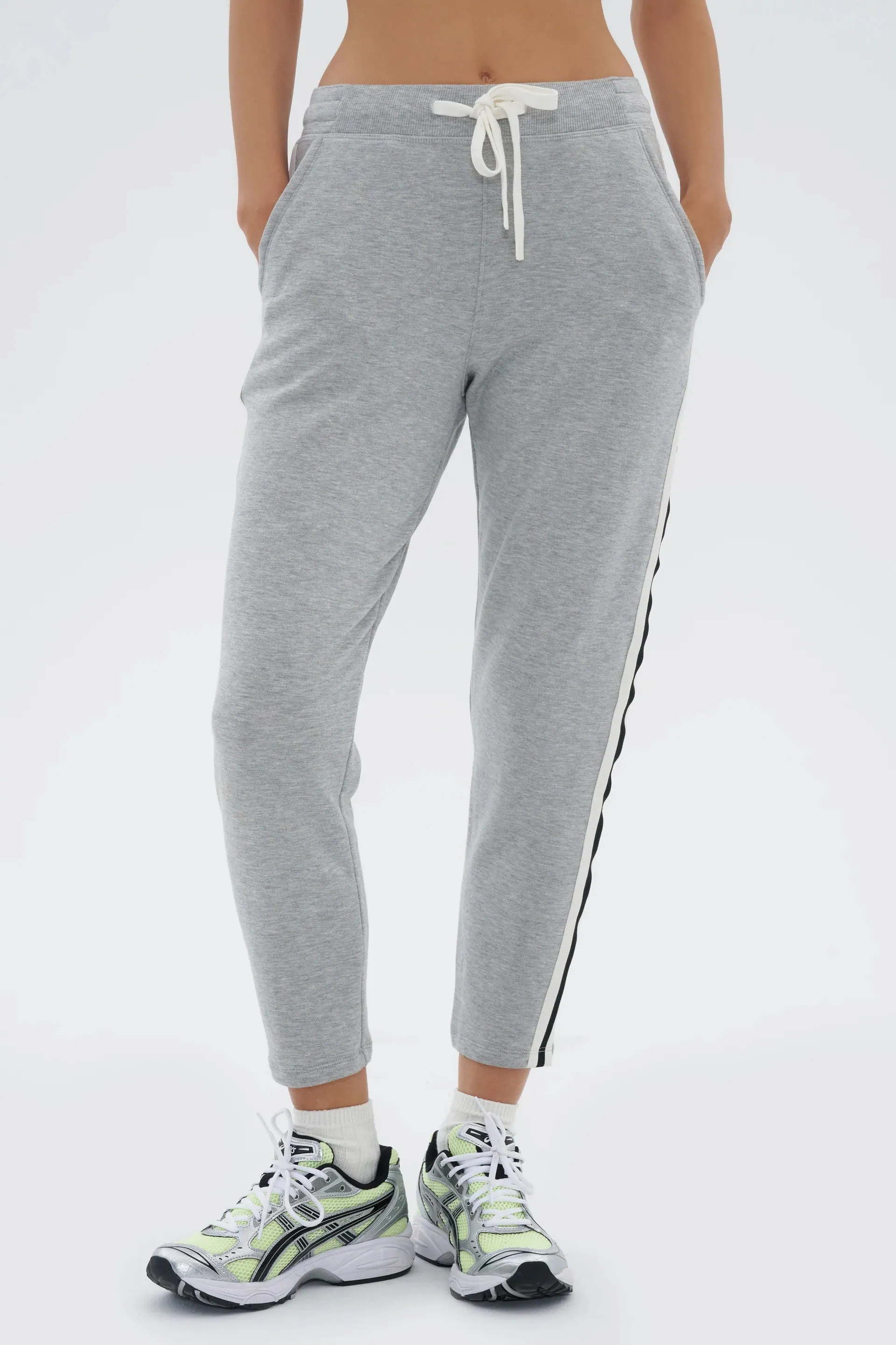 Reena 7/8 Fleece Sweatpant, H. Grey/Vintage White