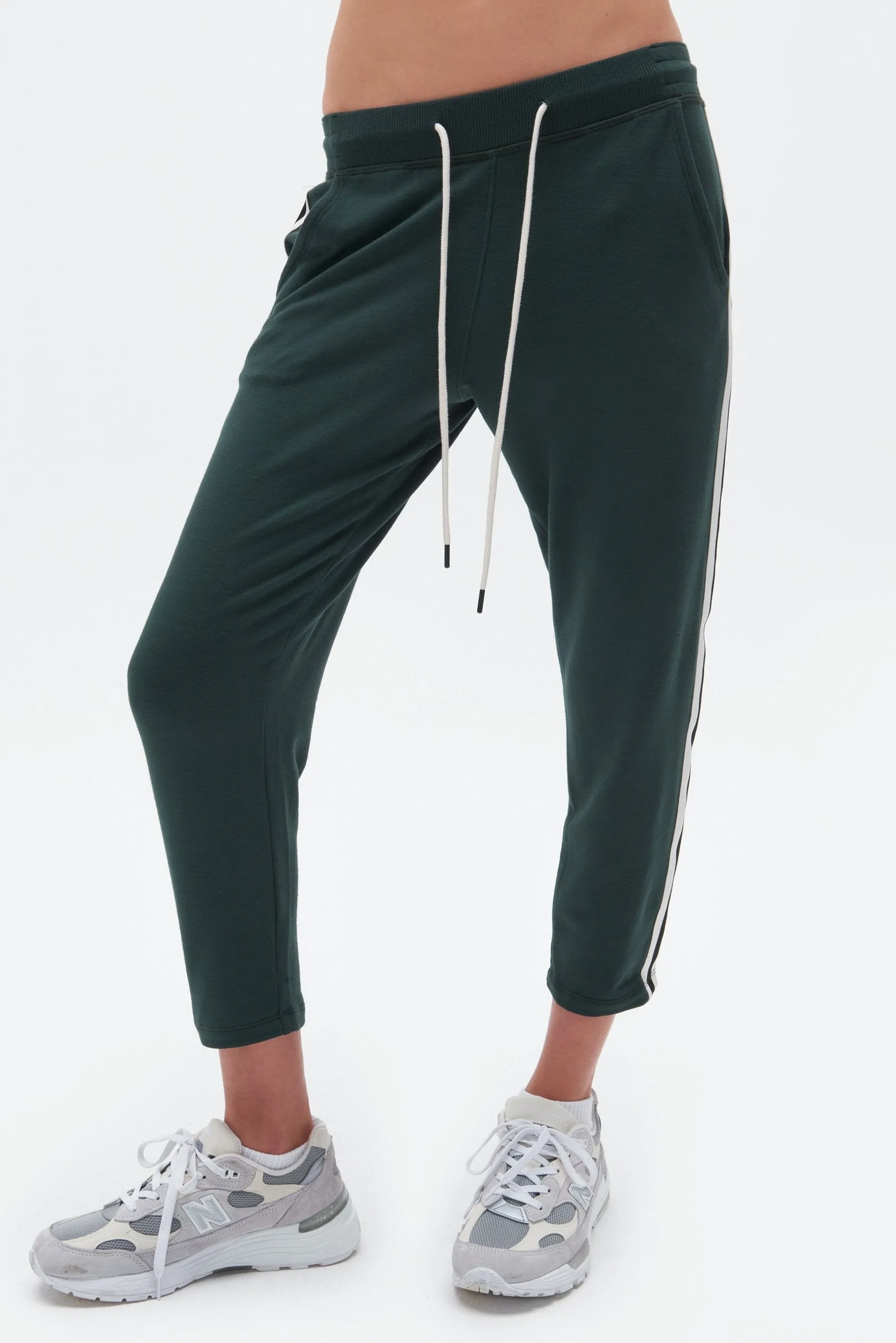 Reena Fleece 7/8 Sweatpant, Military/Vintage White