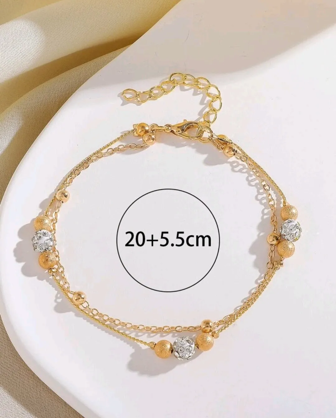 Rhinestone Detail Layered Anklet.