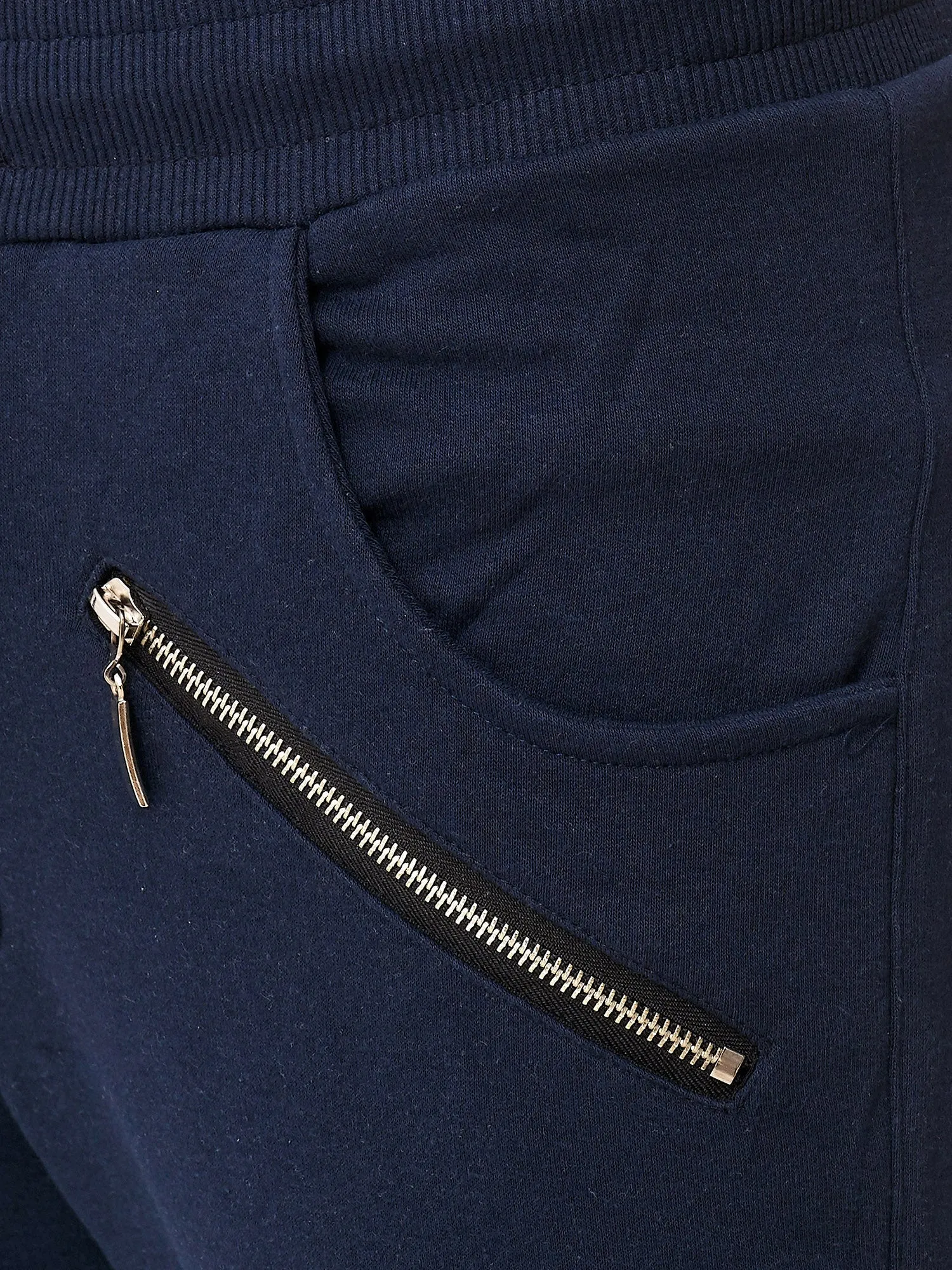 Ribbed Zipper Sweatpants Joggers - Navy Blue X2C