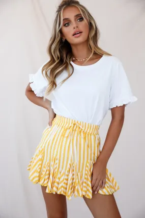 Robyn Pleated Striped Mini Skirt Yellow Stripe