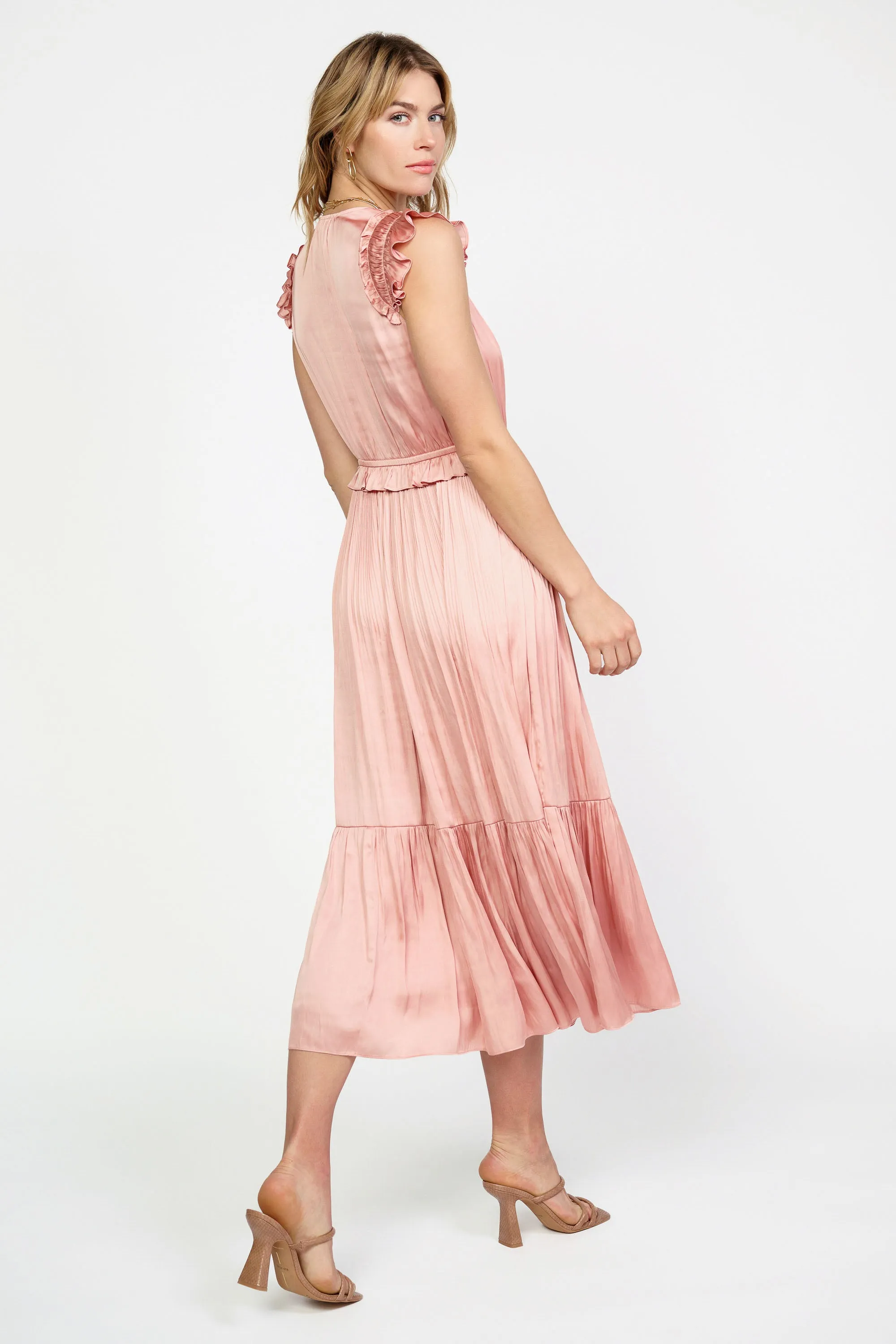 Ruffled Flutter Sleeve Midi Dress