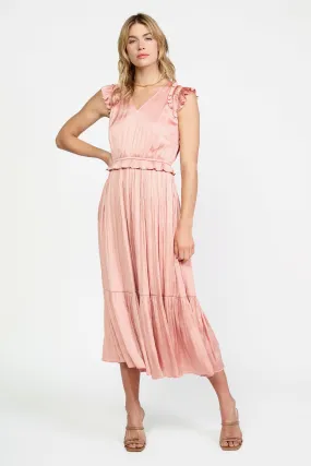 Ruffled Flutter Sleeve Midi Dress