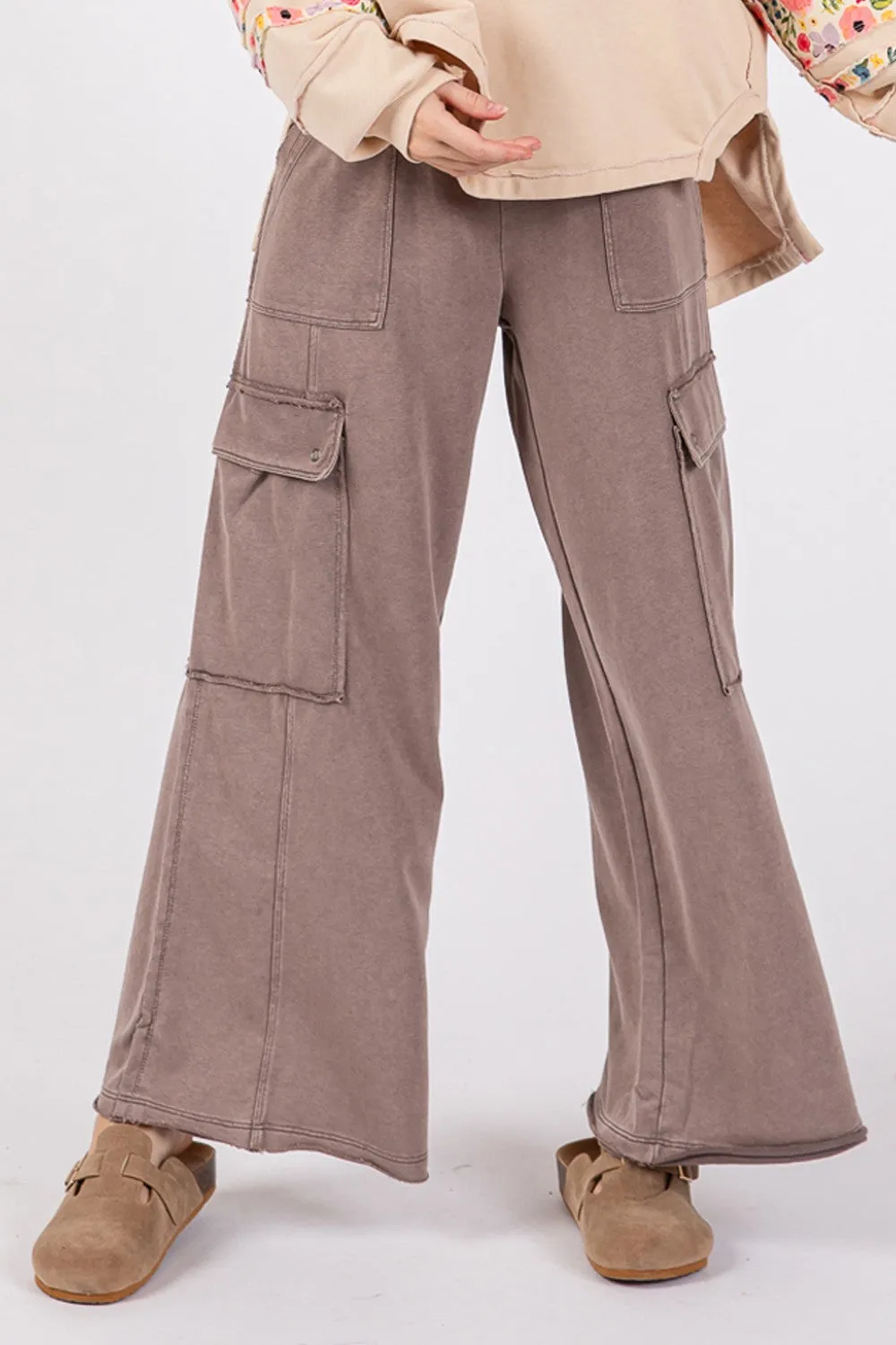 SAGE   FIG Knit Terry Mineral Wash Wide Leg Pants