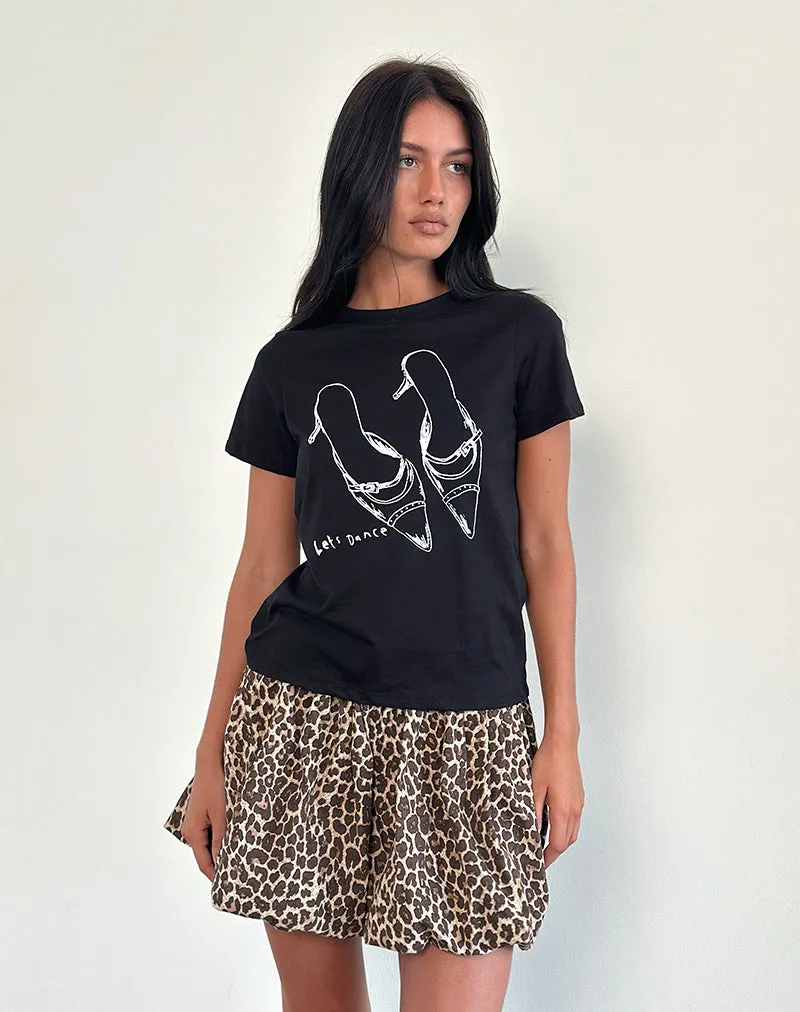 Saki Tee in Black with Lets Dance Print