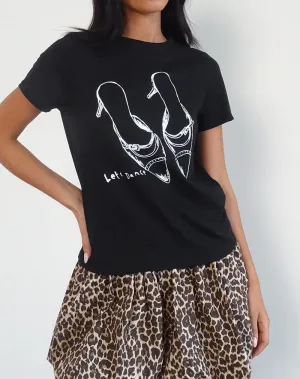 Saki Tee in Black with Lets Dance Print