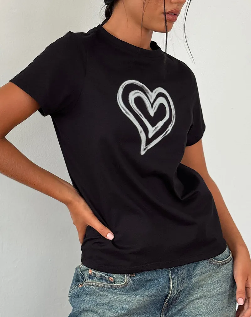 Saki Tee in Black with Love Tie Dye