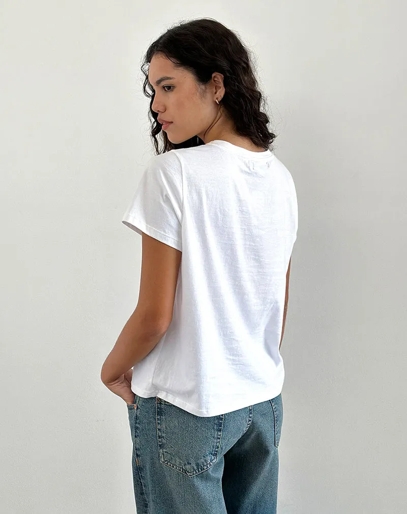 Saki Tee in White Argument Mood Print