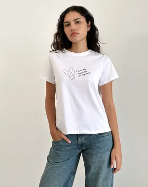 Saki Tee in White Argument Mood Print