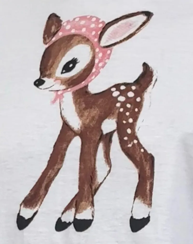 Saki Tee in White Deer with Scarf