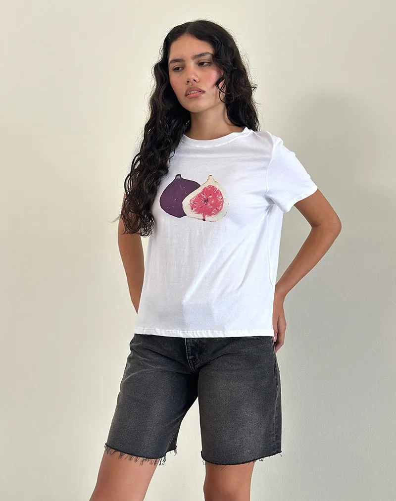 Saki Tee in White Fig