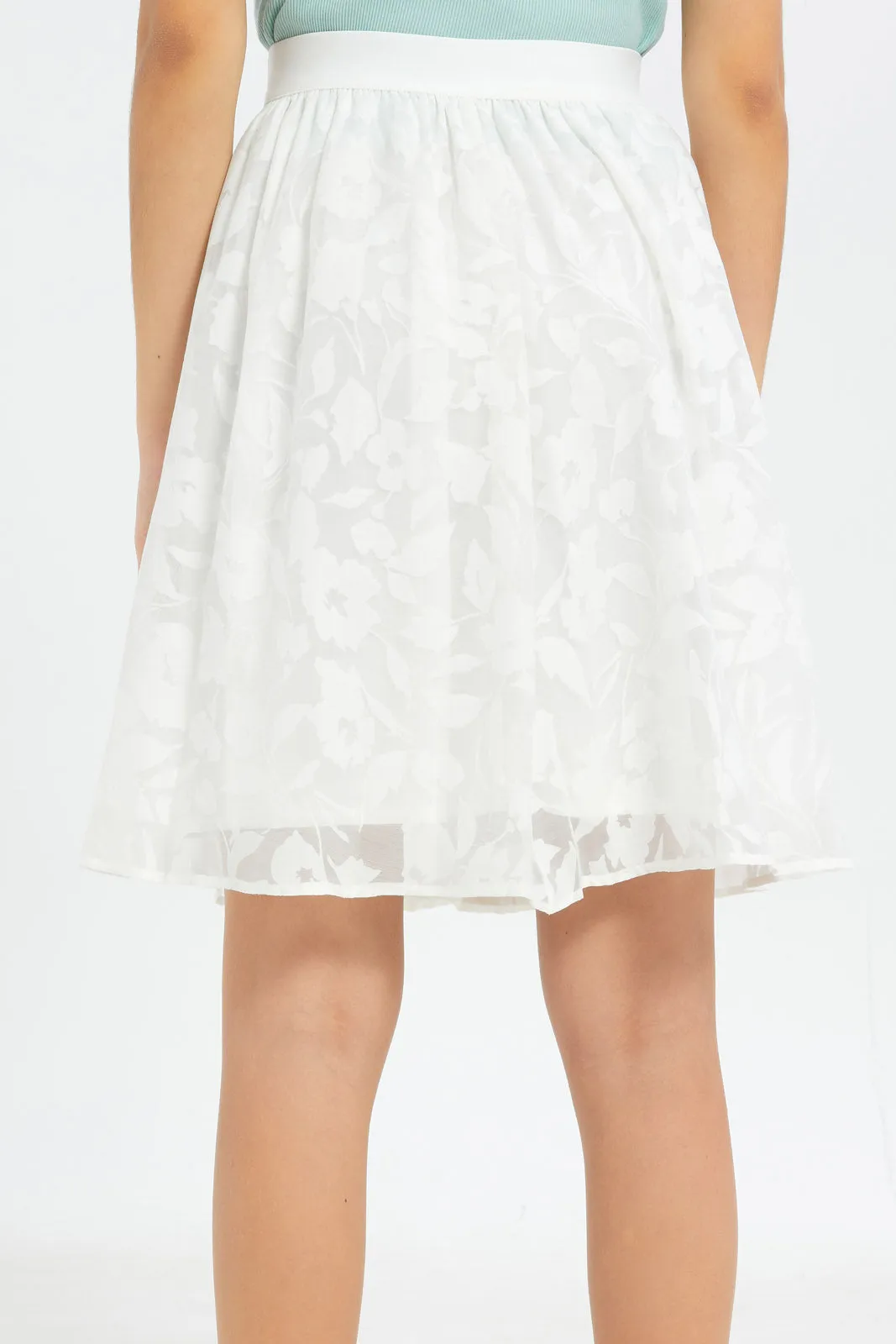 Senior Girls White Dobby Skater Skirt