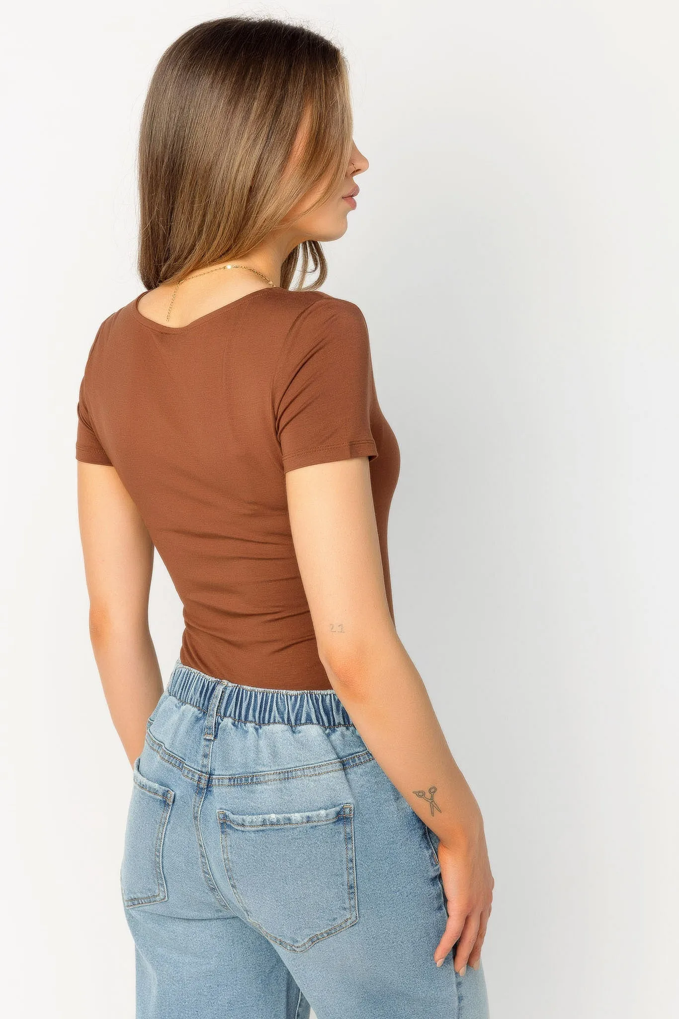 Short Sleeve Square Neck Bodysuit