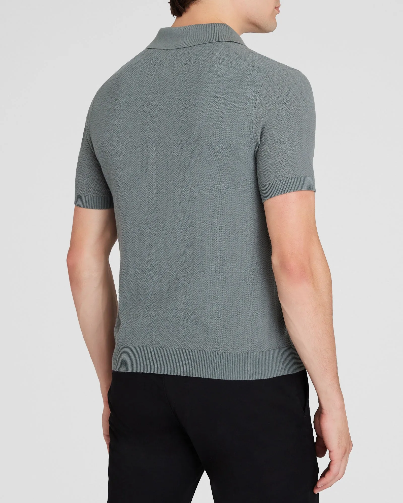 Short-Sleeve Texture Polo Sweater