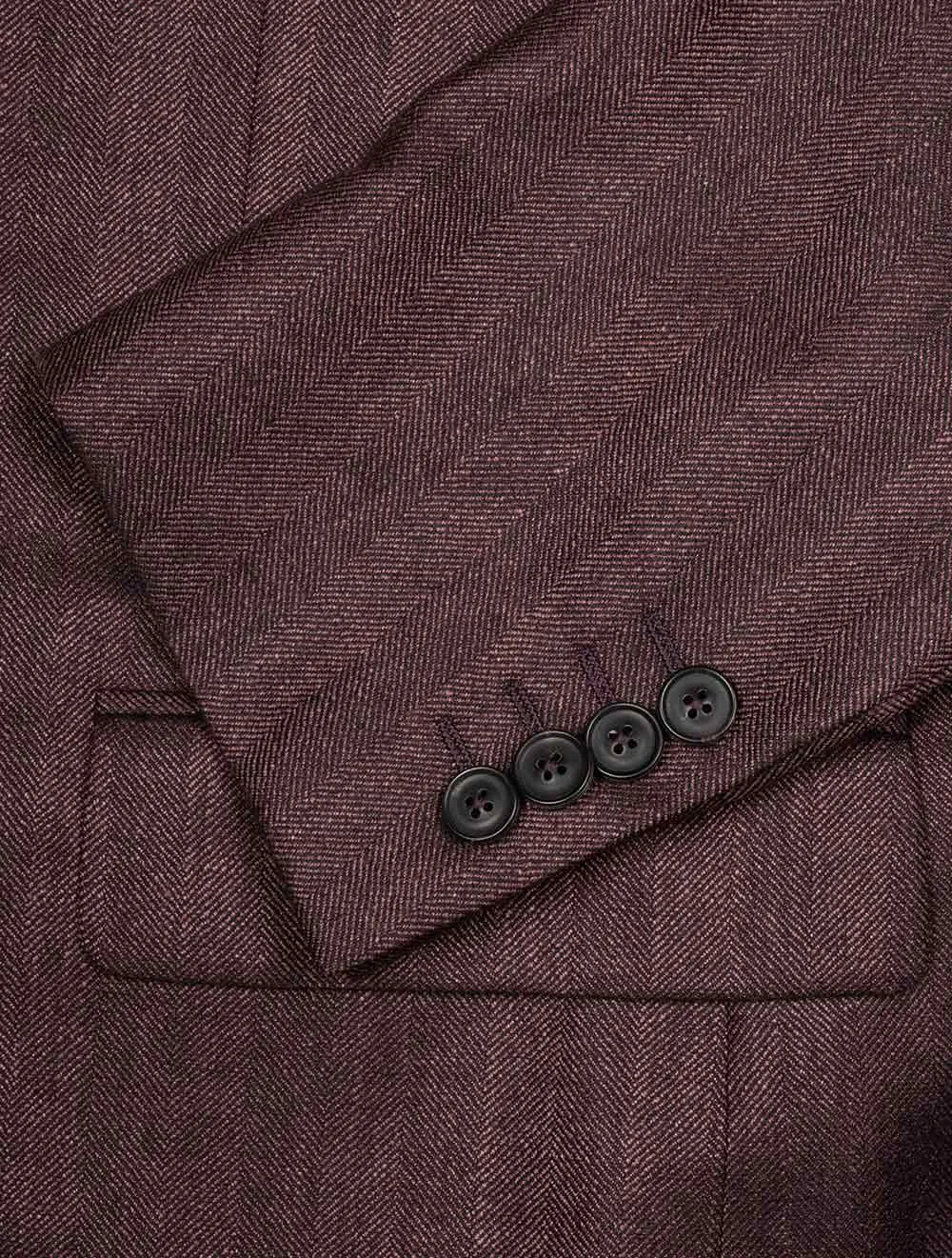 Silk & Cashmere Herringbone Jacket Wine