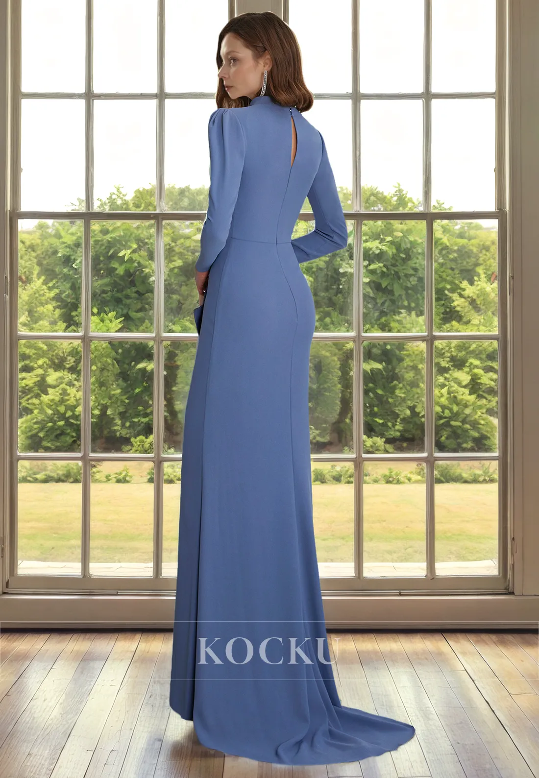 Simple & Casual V-Neck Long sleeves Mermaid Chiffon Cocktail Mother of the Bride Dress