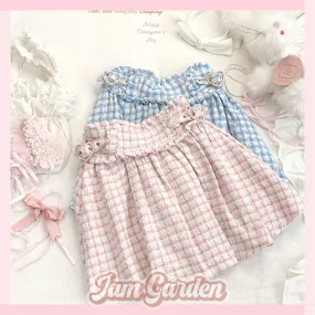 Sleepingdoll Mass-produced retro woolen plaid heart button skirt