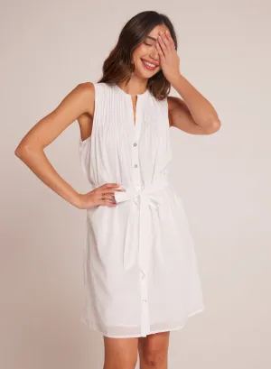 Sleeveless Pintuck Shirt Dress