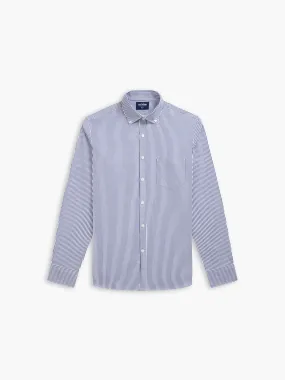 Slim Fit Navy and White Bengal Stripe Shirt