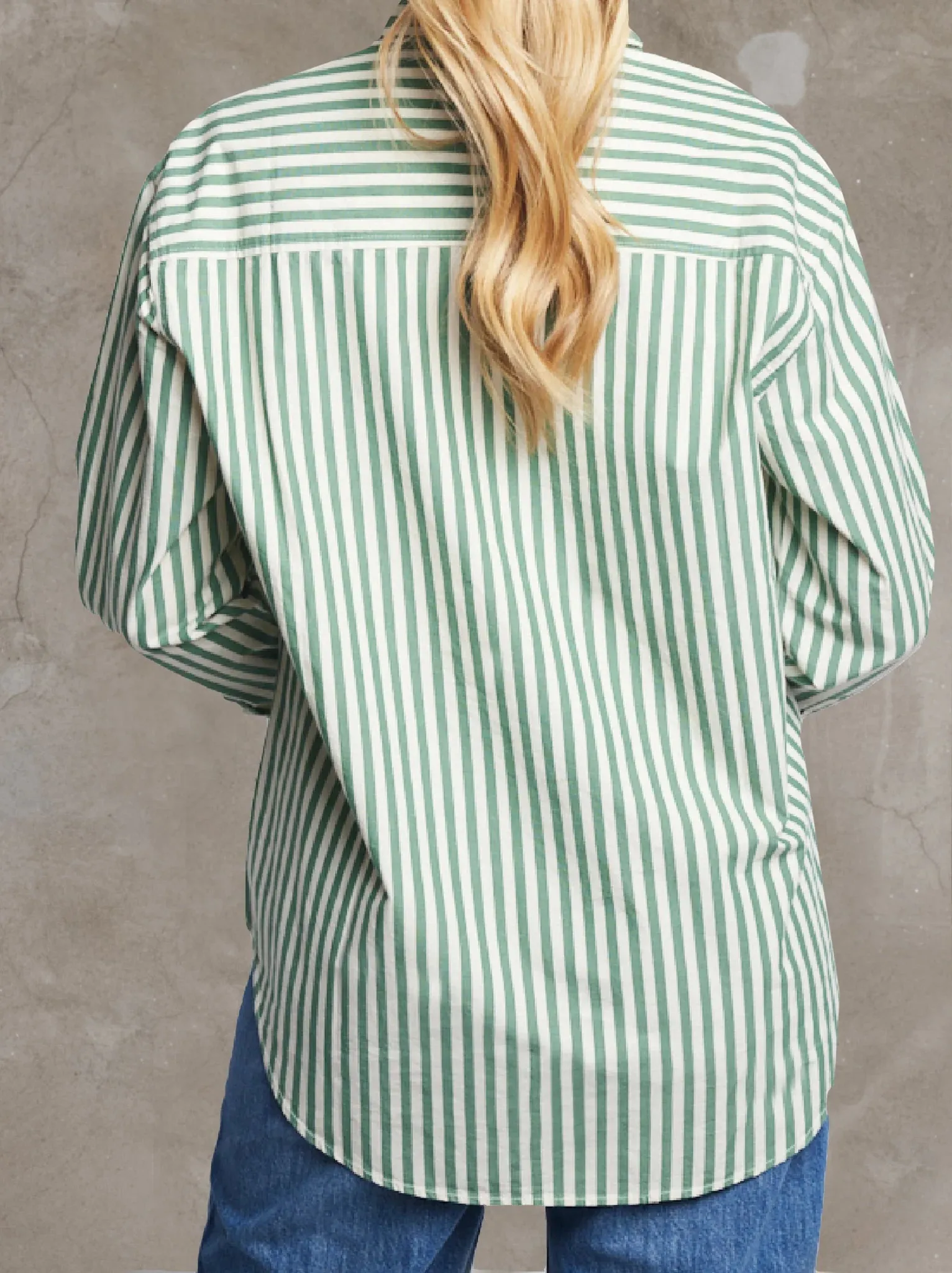 Sophia Button Down Shirt - Green Cabana Stripe