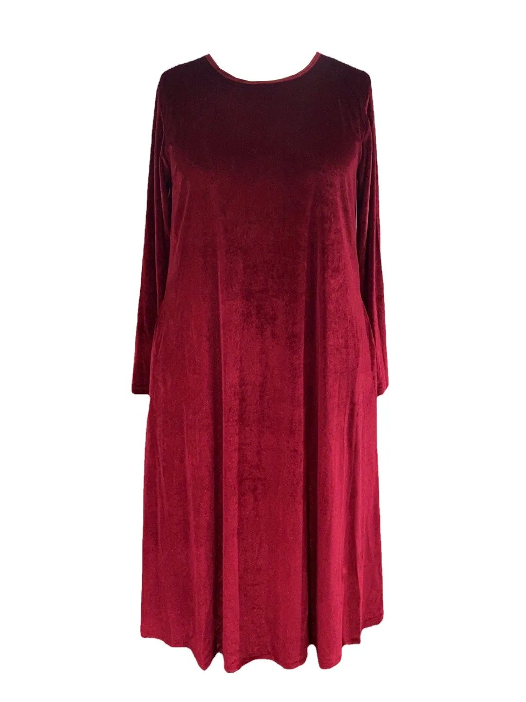 Spring Gold Velvet Slimming Crew Neck Maxi Dress