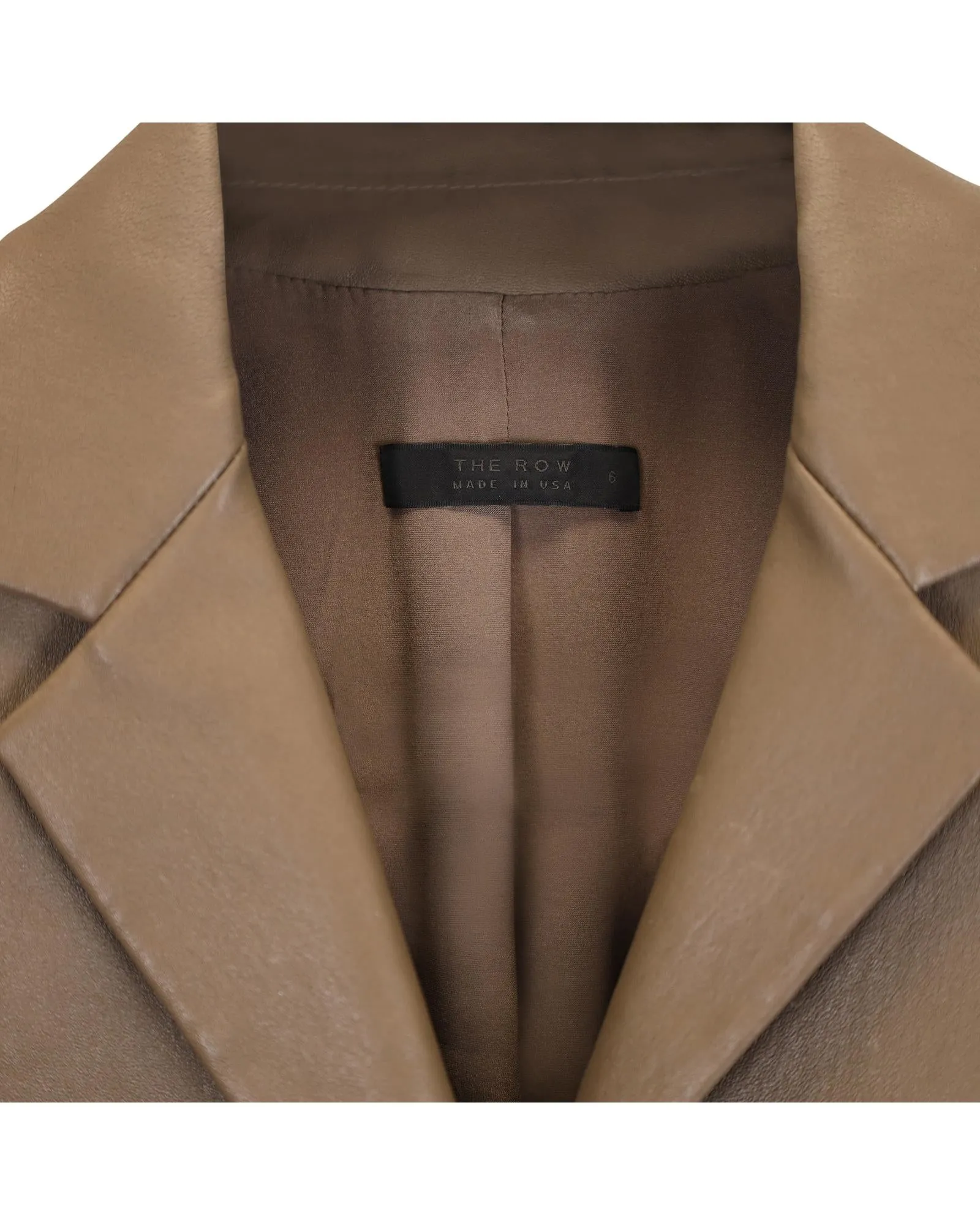 Streamlined Brown Leather Jacket with Front Pockets by The Row