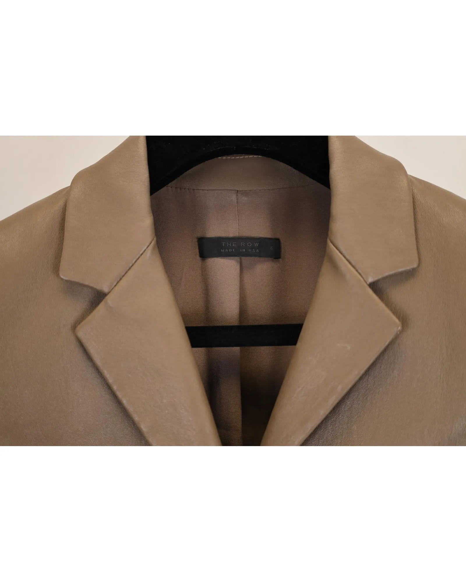 Streamlined Brown Leather Jacket with Front Pockets by The Row