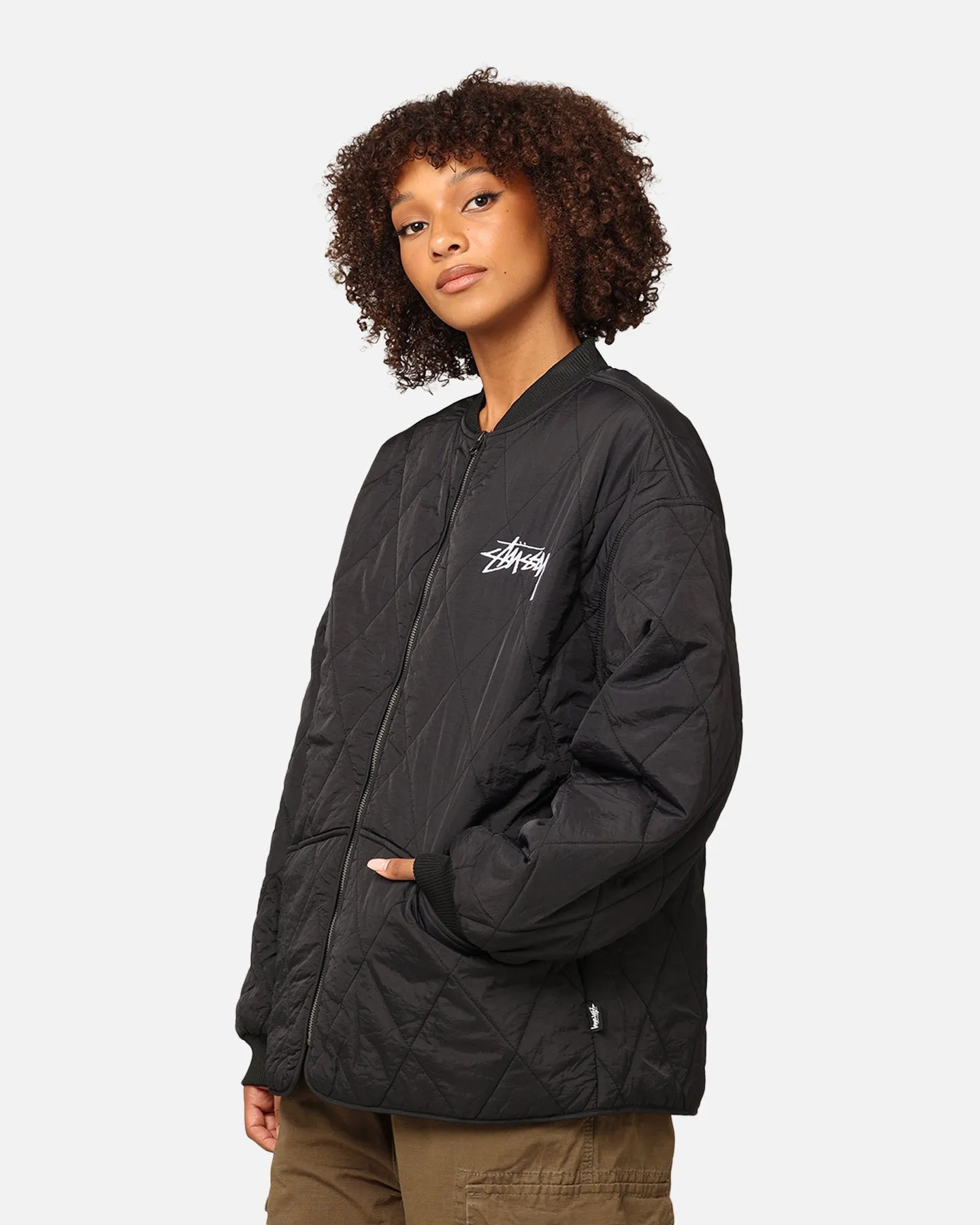 StÃ¼ssy Women's 8 Ball Quilted Jacket Black