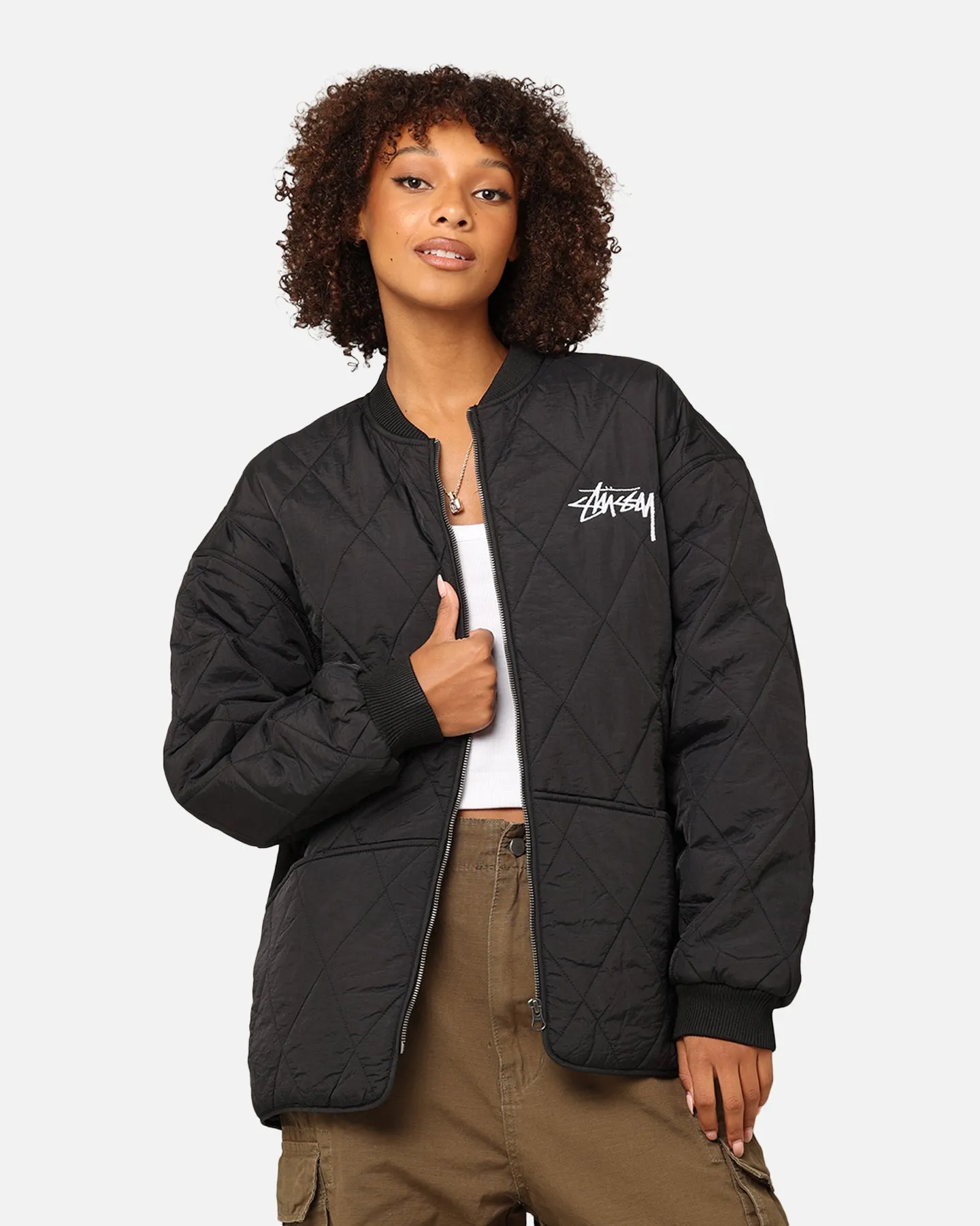 StÃ¼ssy Women's 8 Ball Quilted Jacket Black