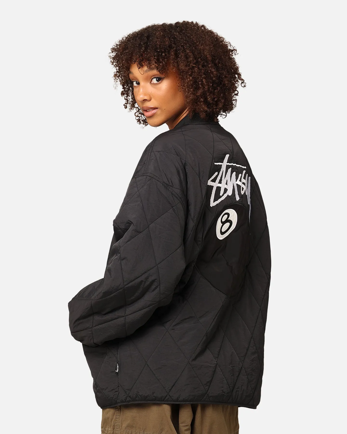 StÃ¼ssy Women's 8 Ball Quilted Jacket Black