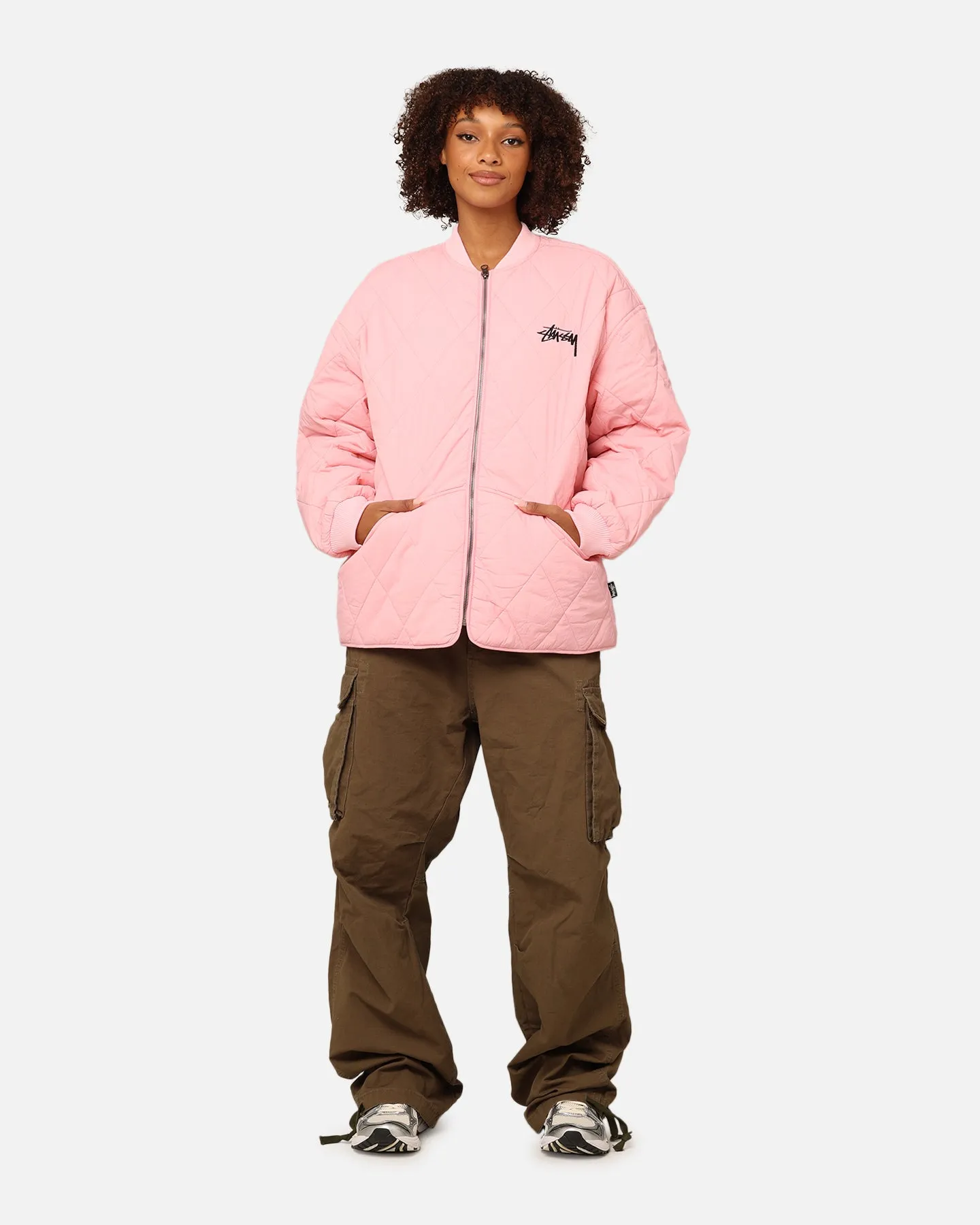 StÃ¼ssy Women's Stock Crown Quilted Jacket Pink