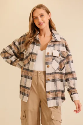 Taupe/Black Fall Vibes Plaid Print Shacket