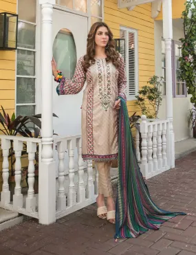 Tawakkal Tehzeeb Brown Lawn Pakistani Suit Dress Materials for Women