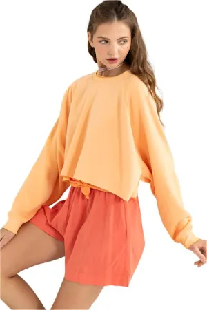 TEEK - Orange Laid Back Crop Sweatshirt