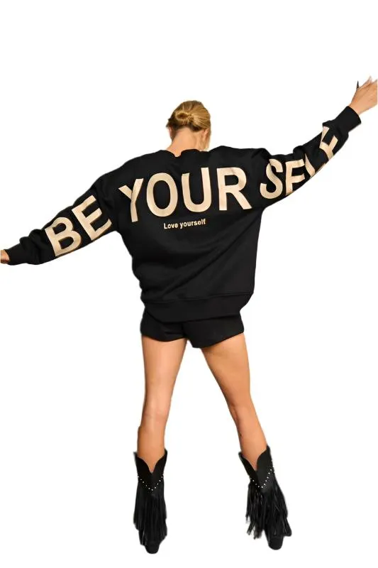 TEEK - Plus Size BE YOUR SELF Oversized Sweatshirt