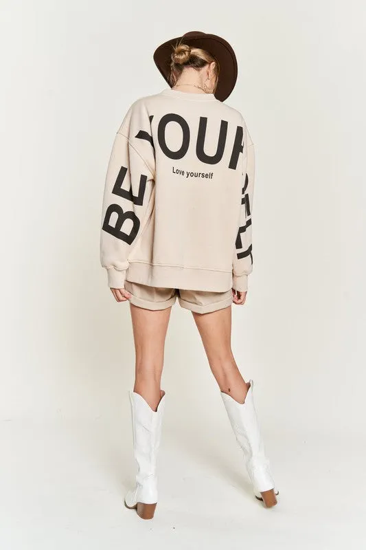 TEEK - Plus Size BE YOUR SELF Oversized Sweatshirt