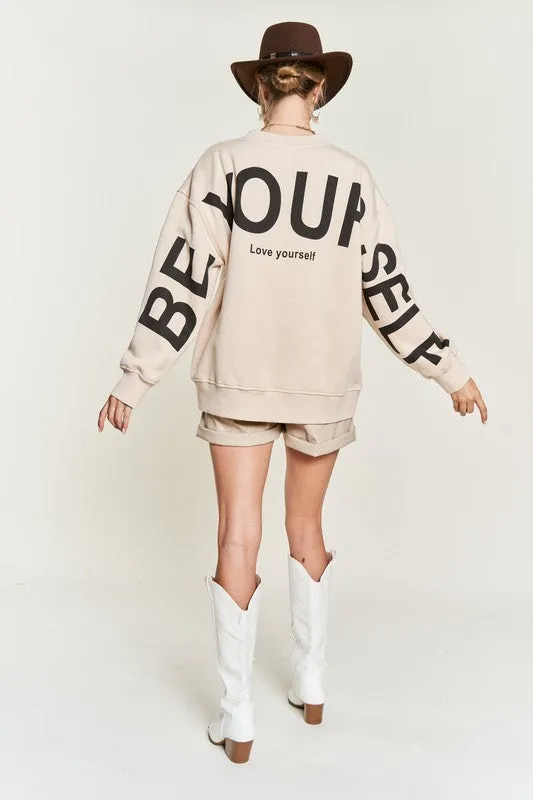 TEEK - Plus Size BE YOUR SELF Oversized Sweatshirt