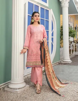 Tehzeeb Lawn by Tawakkal Pakistani Suit Set Pink