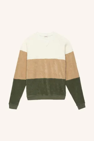 Terry Tri-Crew Sweatshirt, Creme/Latte/Basil